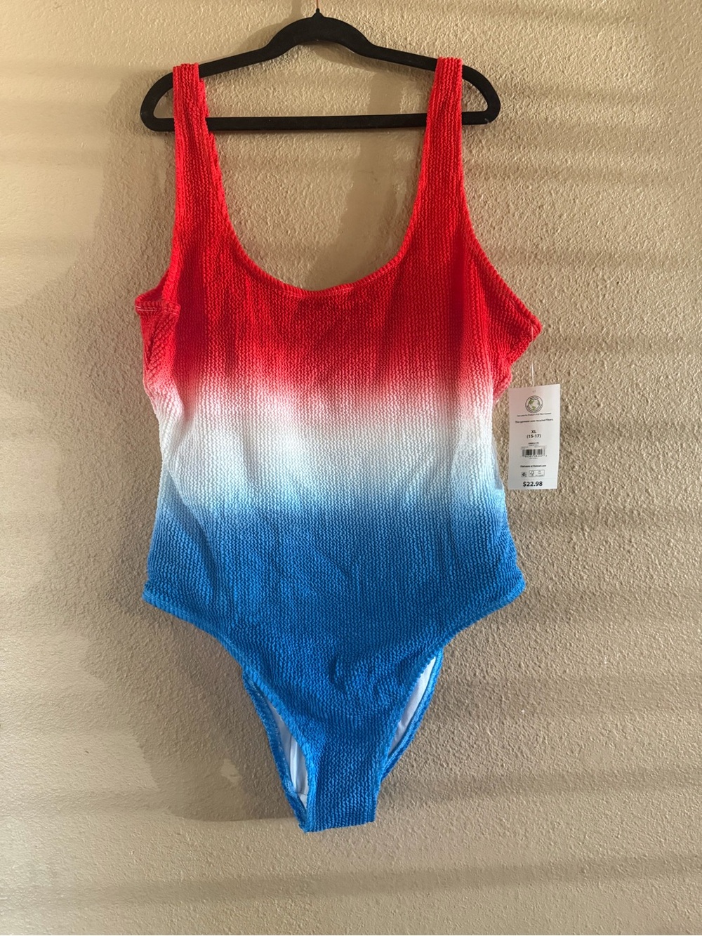 No Boundaries Red White Blue Ombre One-Piece Swimsuit